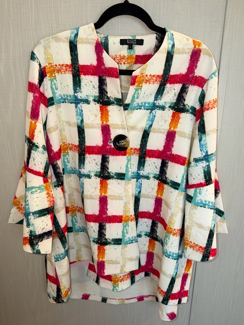 Lior Paris Topper Cardigan Shirt Size L Artsy Flowy Statement Maximalist Boho
